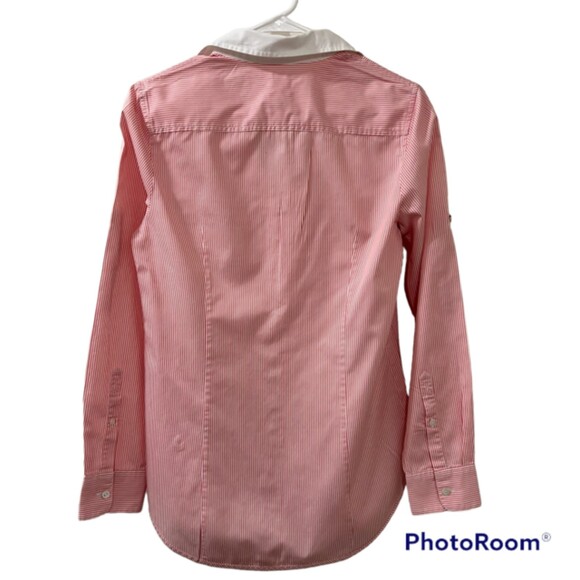 J. Crew Pink Striped 100% Pure Cotton Button Down Long Sleeve Shirt Size 0 - Picture 2 of 10